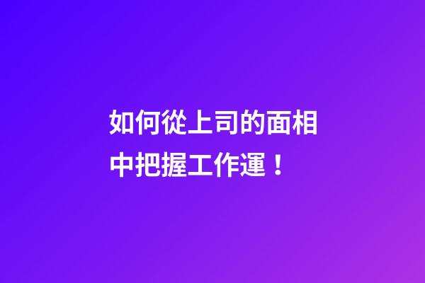 如何從上司的面相中把握工作運！